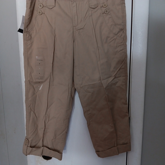Calvin Klein Jeans Capri Pants Chino Khaki Tan 100% Cotton Womens 6 NWT 32X20" - Picture 4 of 5